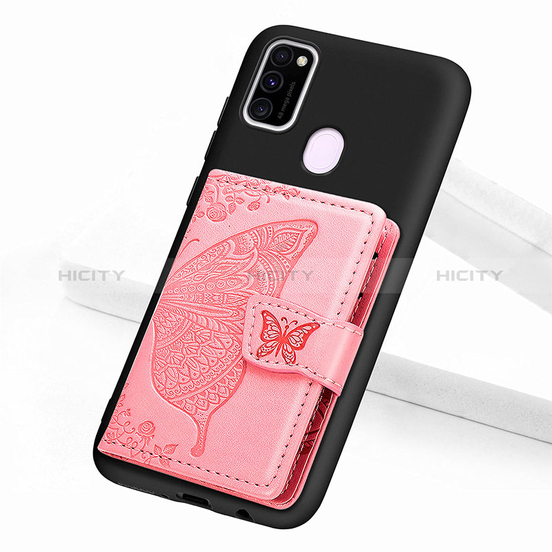 Custodia Silicone Ultra Sottile Morbida Cover con Magnetico S02D per Samsung Galaxy M21 Oro Rosa