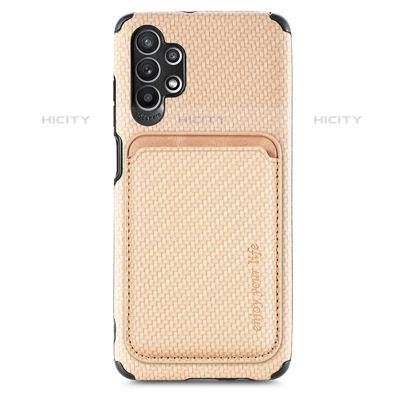 Custodia Silicone Ultra Sottile Morbida Cover con Magnetico S02D per Samsung Galaxy M32 5G Oro