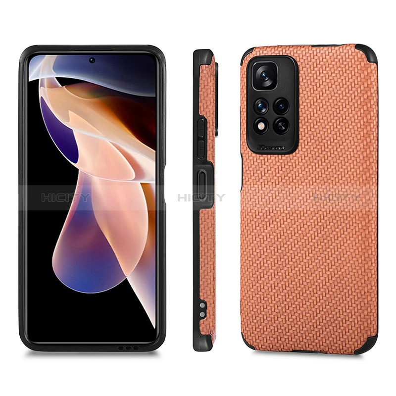 Custodia Silicone Ultra Sottile Morbida Cover con Magnetico S02D per Xiaomi Mi 11i 5G (2022) Marrone