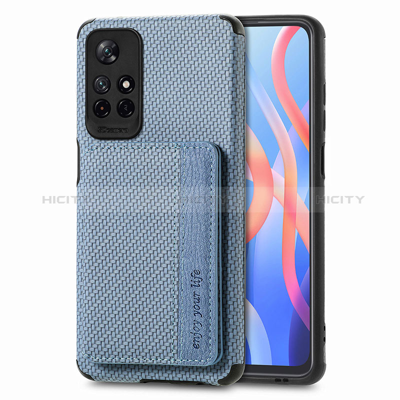 Custodia Silicone Ultra Sottile Morbida Cover con Magnetico S02D per Xiaomi Redmi Note 11 5G Blu