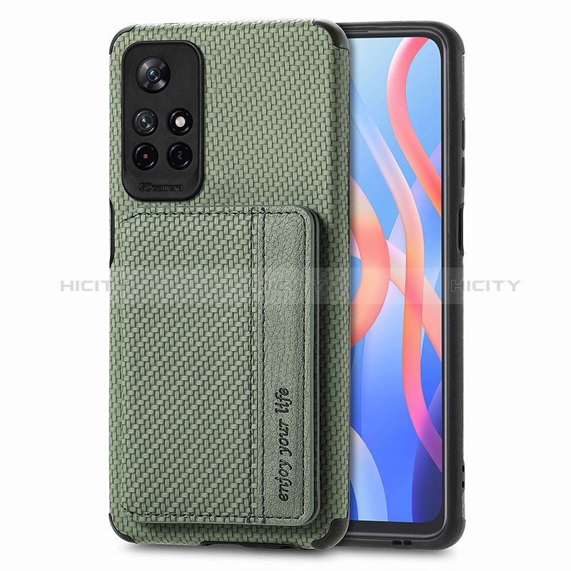 Custodia Silicone Ultra Sottile Morbida Cover con Magnetico S02D per Xiaomi Redmi Note 11T 5G Verde