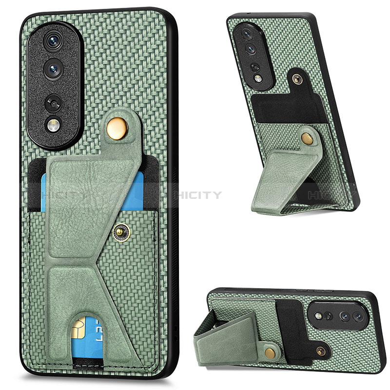 Custodia Silicone Ultra Sottile Morbida Cover con Magnetico S03D per Huawei Honor 80 Pro 5G Verde