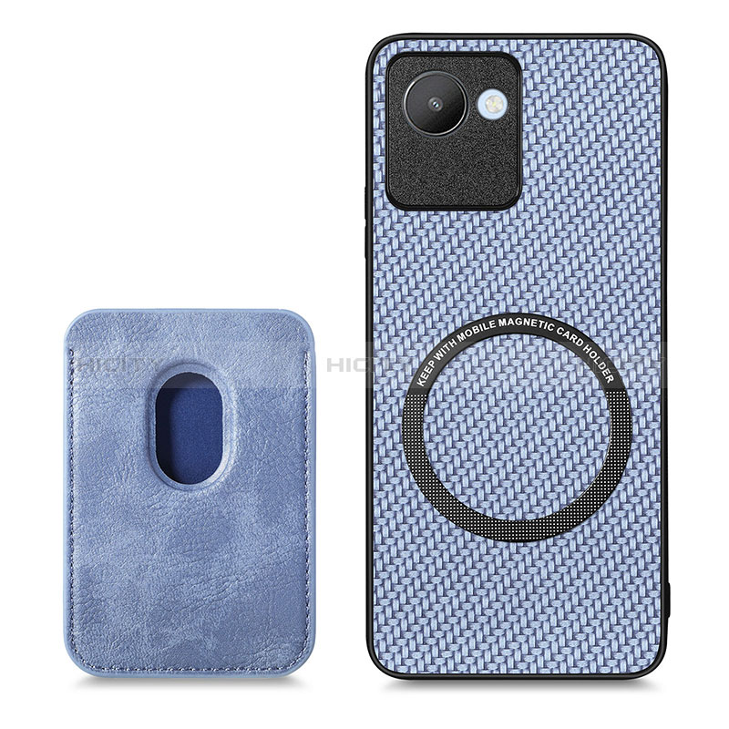 Custodia Silicone Ultra Sottile Morbida Cover con Magnetico S03D per Realme C30 Blu