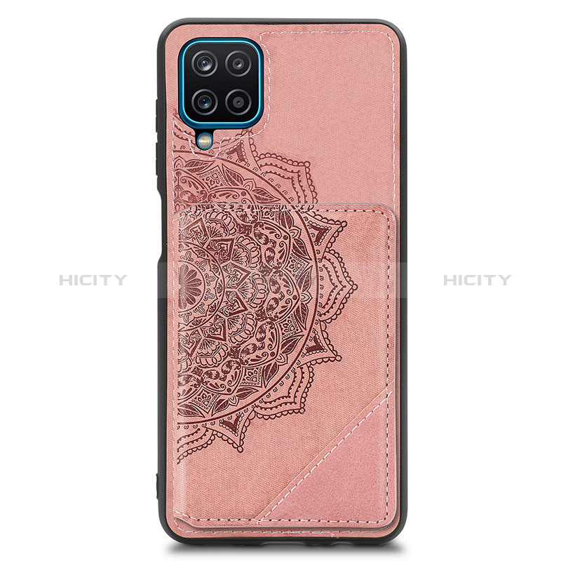 Custodia Silicone Ultra Sottile Morbida Cover con Magnetico S03D per Samsung Galaxy A12 Oro Rosa