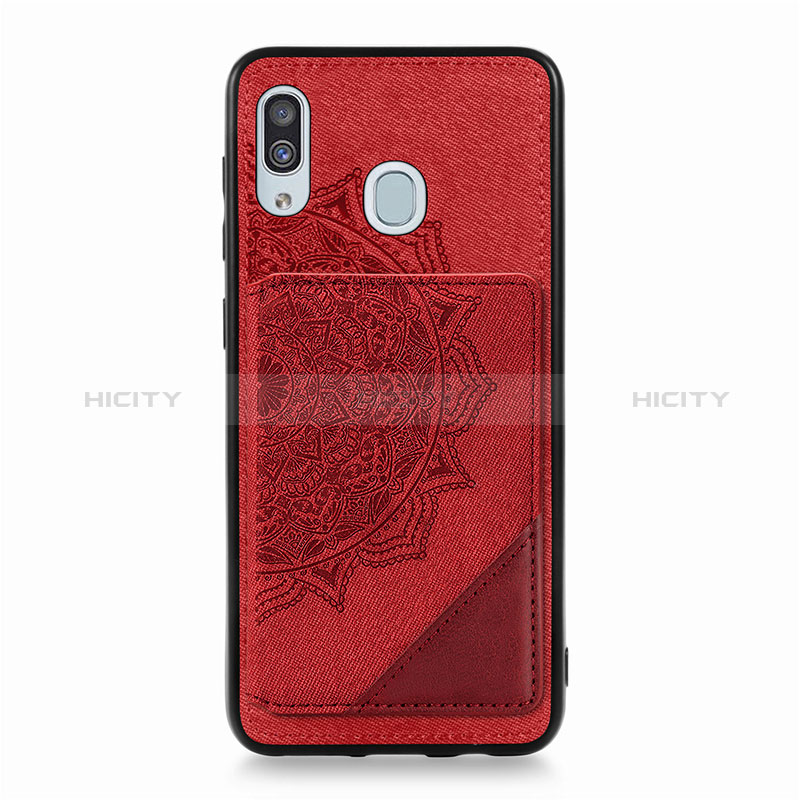 Custodia Silicone Ultra Sottile Morbida Cover con Magnetico S03D per Samsung Galaxy A20 Rosso