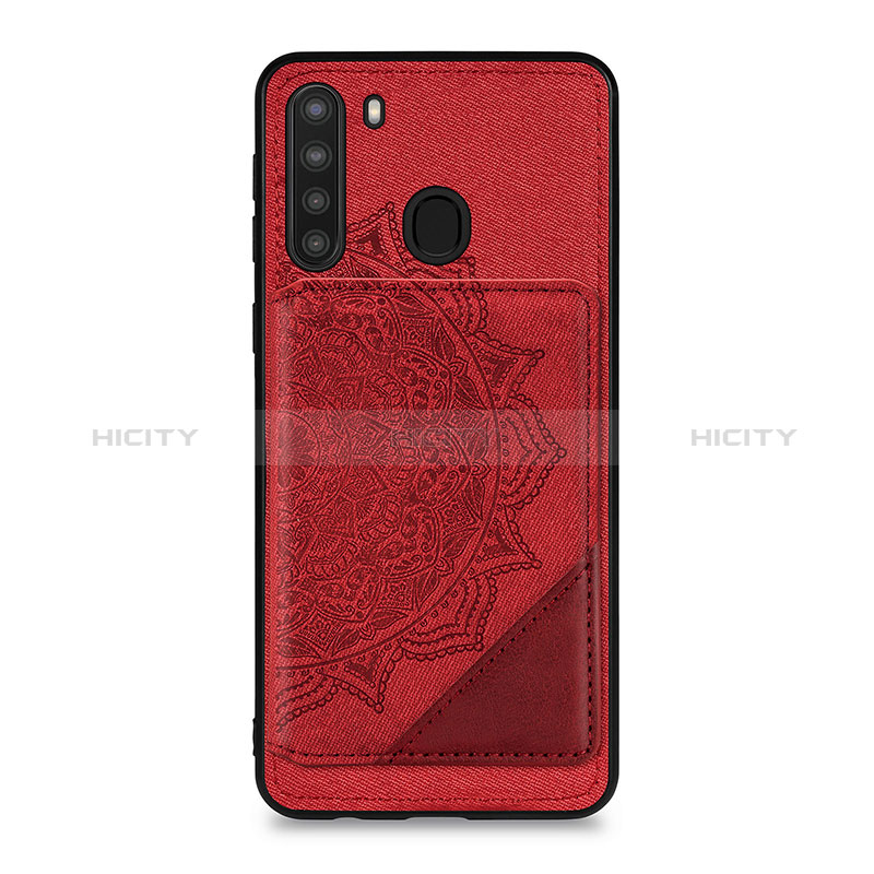 Custodia Silicone Ultra Sottile Morbida Cover con Magnetico S03D per Samsung Galaxy A21 Rosso