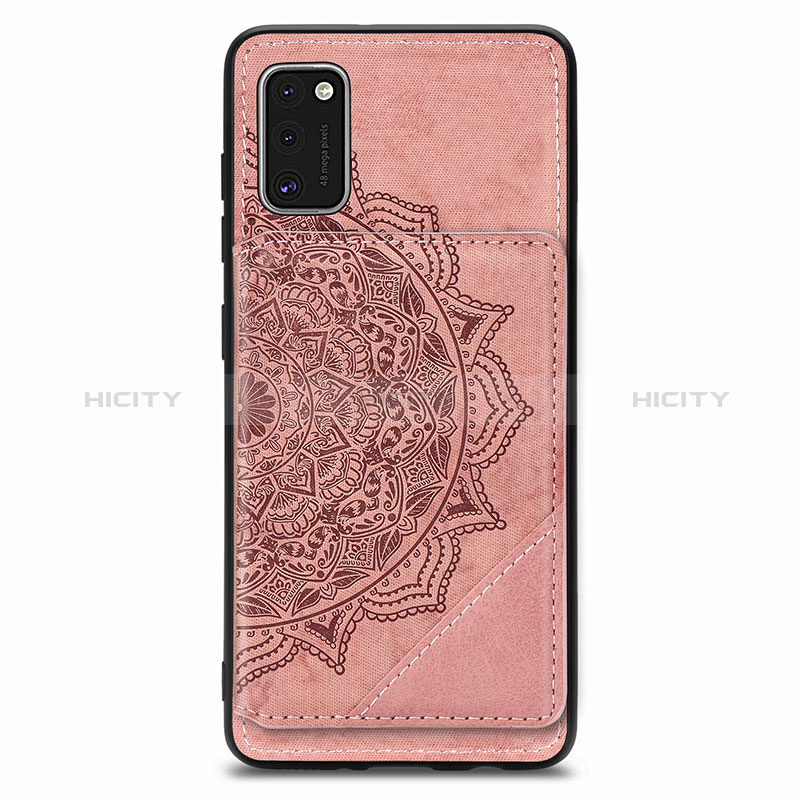 Custodia Silicone Ultra Sottile Morbida Cover con Magnetico S03D per Samsung Galaxy A41 Oro Rosa