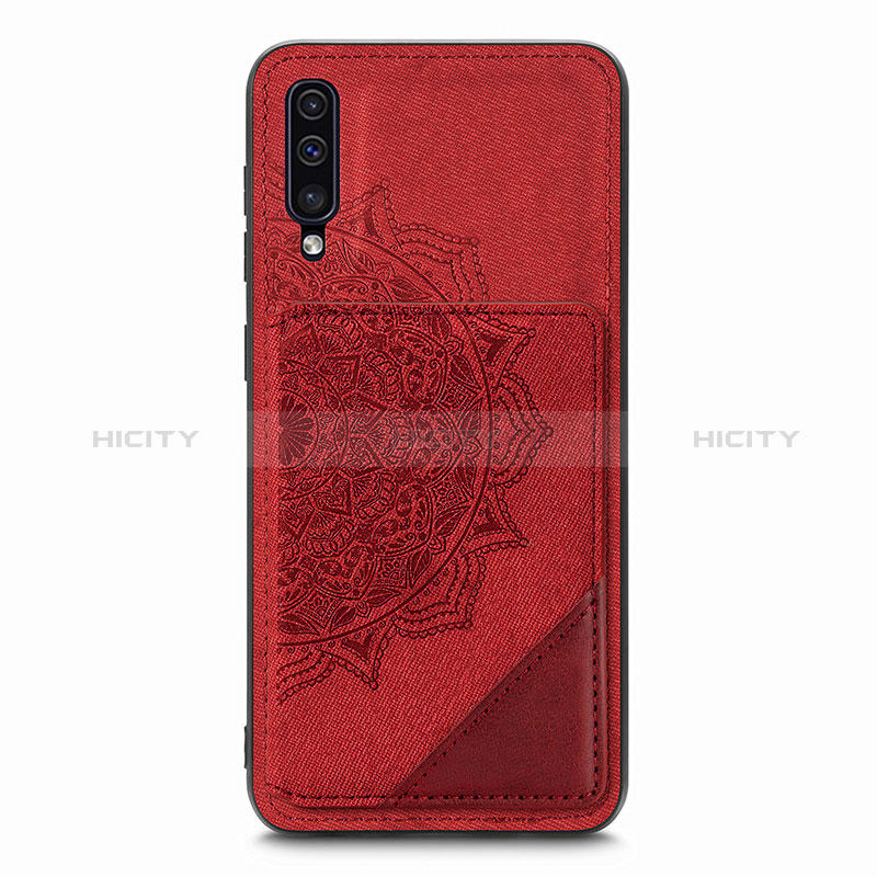 Custodia Silicone Ultra Sottile Morbida Cover con Magnetico S03D per Samsung Galaxy A50 Rosso