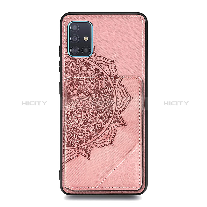 Custodia Silicone Ultra Sottile Morbida Cover con Magnetico S03D per Samsung Galaxy A71 4G A715 Oro Rosa