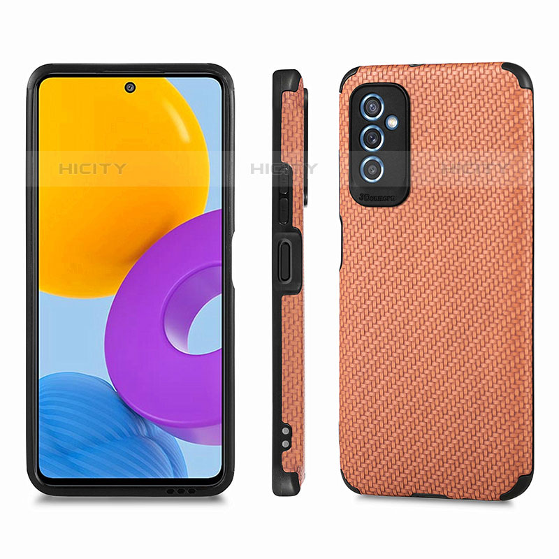 Custodia Silicone Ultra Sottile Morbida Cover con Magnetico S03D per Samsung Galaxy M52 5G Marrone