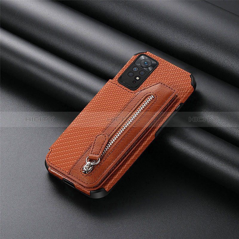 Custodia Silicone Ultra Sottile Morbida Cover con Magnetico S03D per Xiaomi Redmi Note 11 4G (2022) Marrone