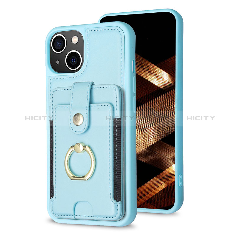 Custodia Silicone Ultra Sottile Morbida Cover con Magnetico S04D per Apple iPhone 15 Cielo Blu