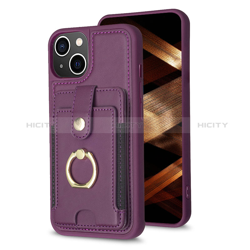 Custodia Silicone Ultra Sottile Morbida Cover con Magnetico S04D per Apple iPhone 15 Viola