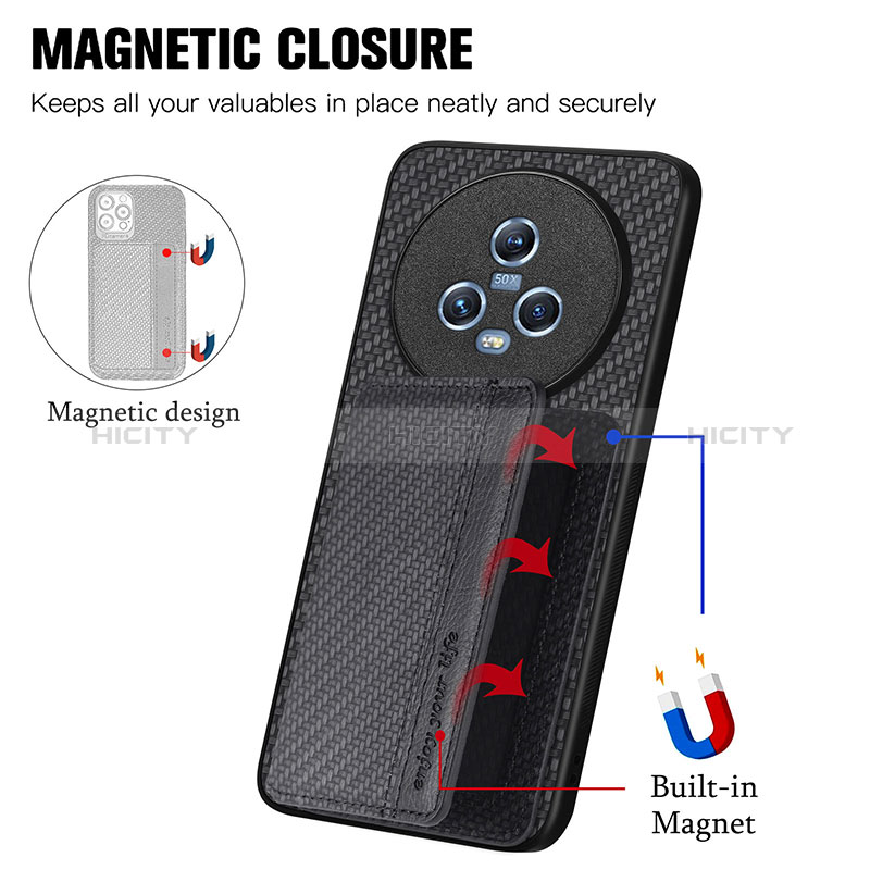 Custodia Silicone Ultra Sottile Morbida Cover con Magnetico S04D per Huawei Honor Magic5 5G