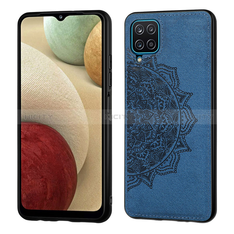 Custodia Silicone Ultra Sottile Morbida Cover con Magnetico S04D per Samsung Galaxy A12 Blu