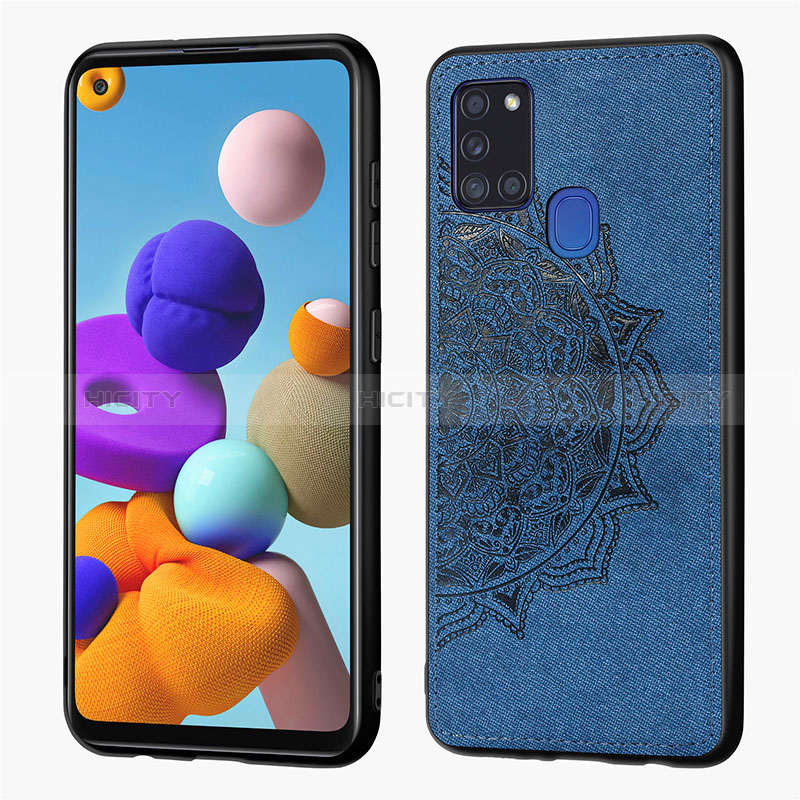 Custodia Silicone Ultra Sottile Morbida Cover con Magnetico S04D per Samsung Galaxy A21s Blu