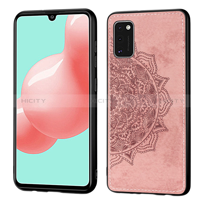 Custodia Silicone Ultra Sottile Morbida Cover con Magnetico S04D per Samsung Galaxy A41 Oro Rosa