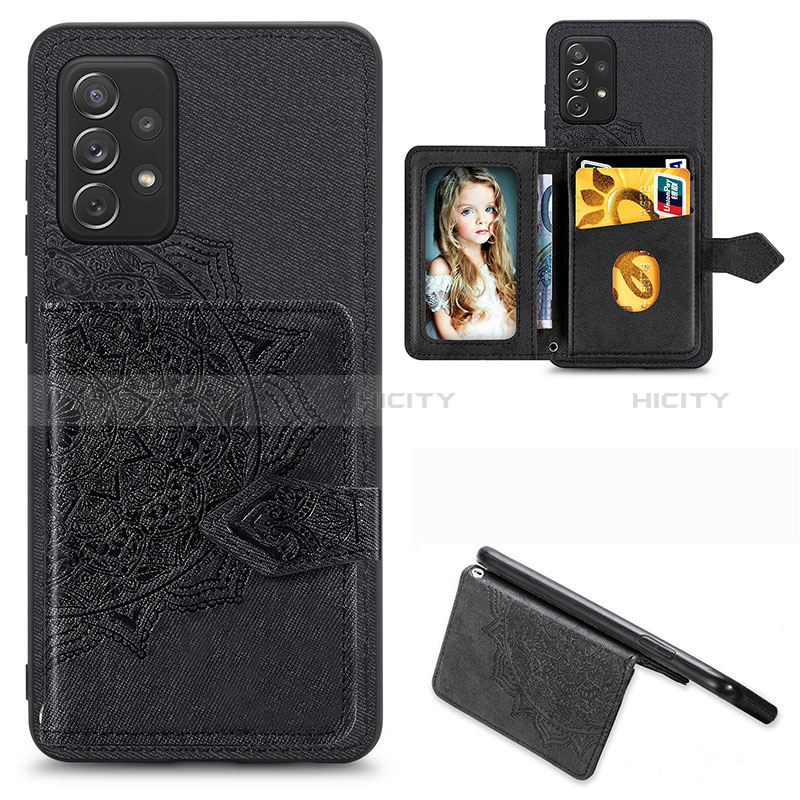 Custodia Silicone Ultra Sottile Morbida Cover con Magnetico S04D per Samsung Galaxy A52s 5G Nero