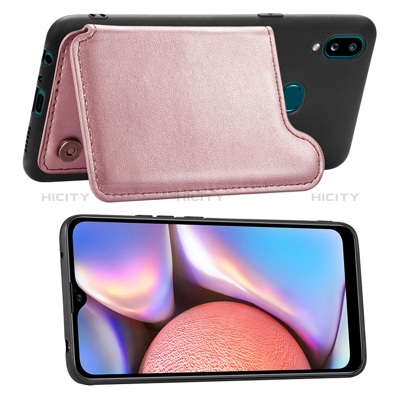 Custodia Silicone Ultra Sottile Morbida Cover con Magnetico S04D per Samsung Galaxy M01s Oro Rosa