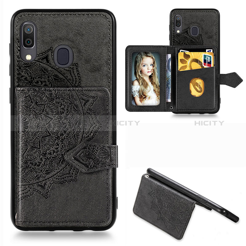 Custodia Silicone Ultra Sottile Morbida Cover con Magnetico S04D per Samsung Galaxy M10S Nero