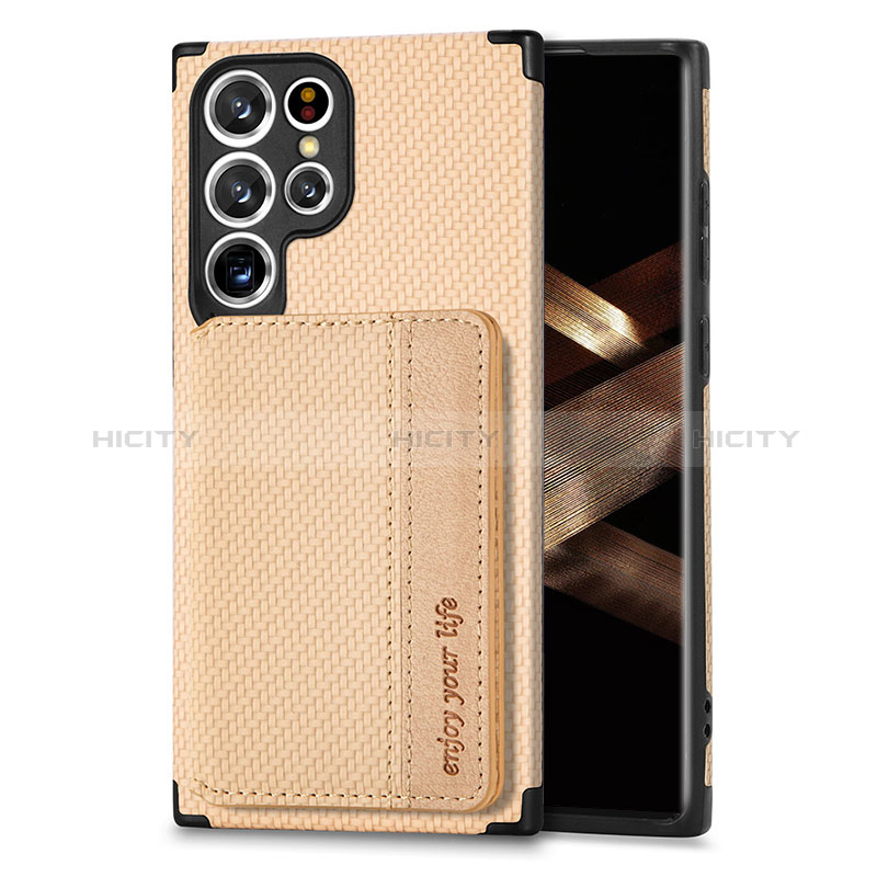 Custodia Silicone Ultra Sottile Morbida Cover con Magnetico S04D per Samsung Galaxy S25 Ultra 5G Oro