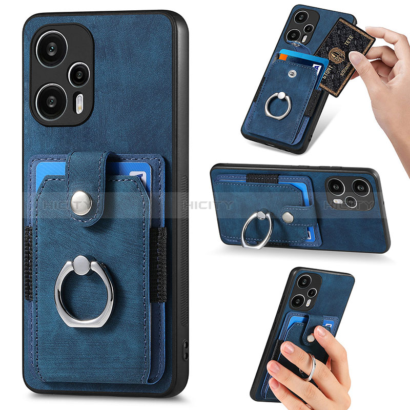 Custodia Silicone Ultra Sottile Morbida Cover con Magnetico S04D per Xiaomi Poco F5 5G Blu