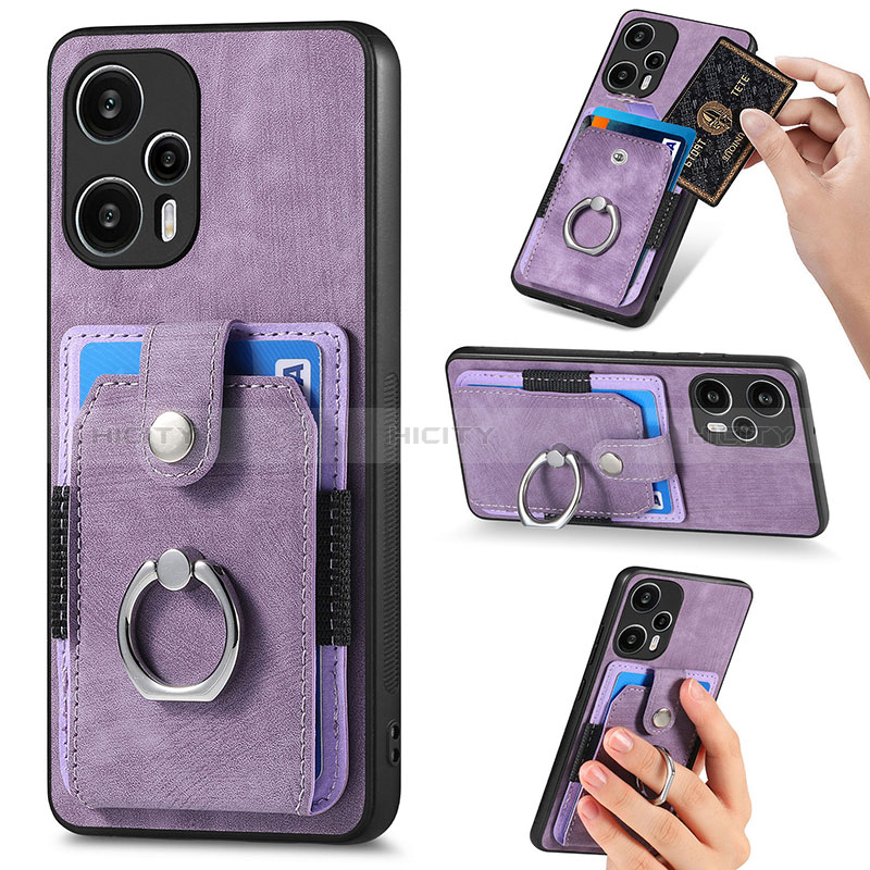 Custodia Silicone Ultra Sottile Morbida Cover con Magnetico S04D per Xiaomi Poco F5 5G Viola