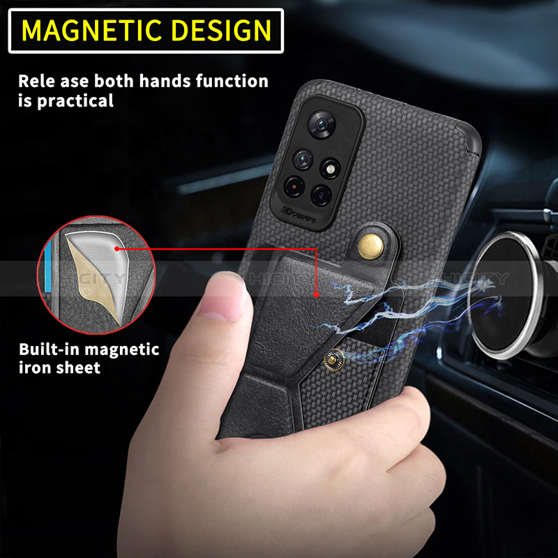 Custodia Silicone Ultra Sottile Morbida Cover con Magnetico S04D per Xiaomi Poco M4 Pro 5G