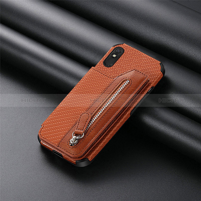 Custodia Silicone Ultra Sottile Morbida Cover con Magnetico S04D per Xiaomi Redmi 9A Marrone