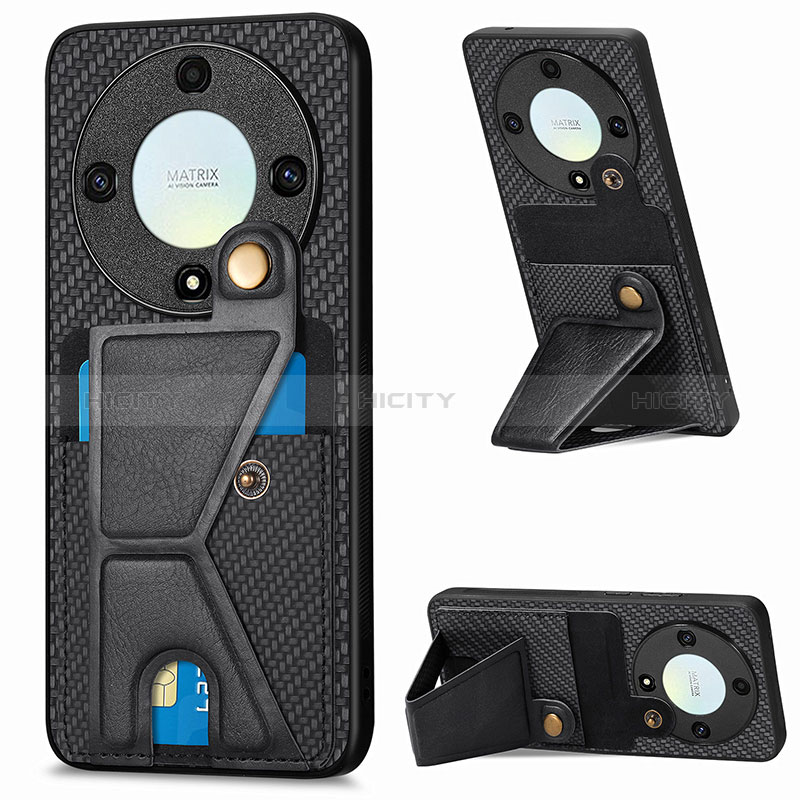 Custodia Silicone Ultra Sottile Morbida Cover con Magnetico S05D per Huawei Honor Magic5 Lite 5G Nero