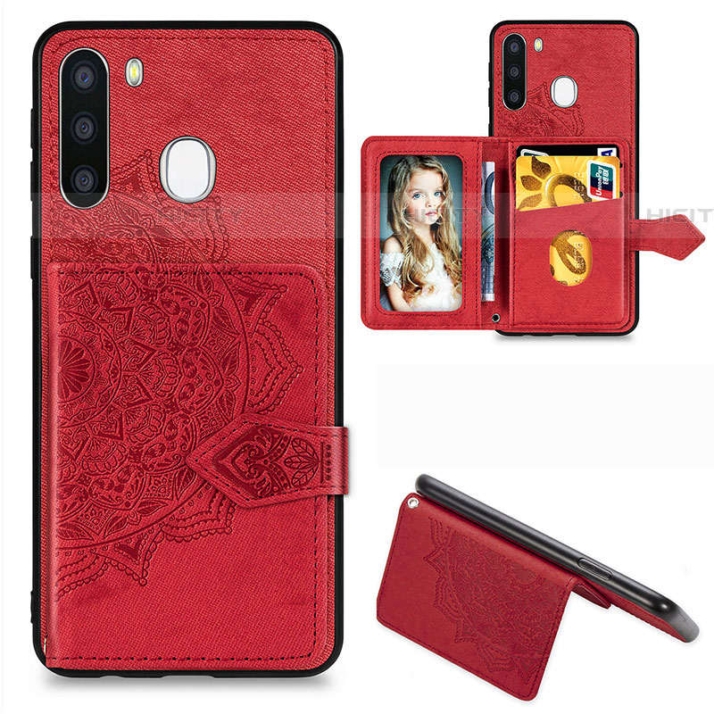 Custodia Silicone Ultra Sottile Morbida Cover con Magnetico S05D per Samsung Galaxy A21 European Rosso