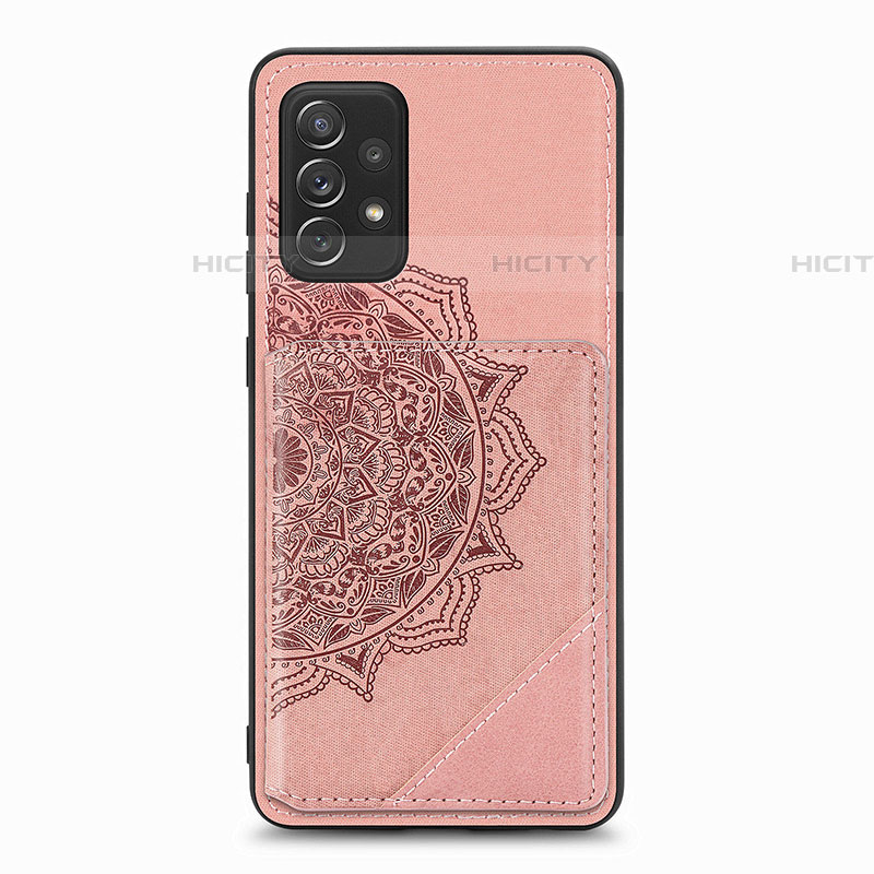 Custodia Silicone Ultra Sottile Morbida Cover con Magnetico S05D per Samsung Galaxy A52 4G Oro Rosa