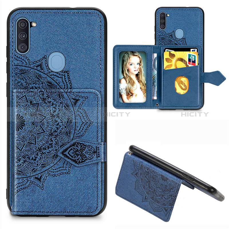 Custodia Silicone Ultra Sottile Morbida Cover con Magnetico S05D per Samsung Galaxy M11 Blu