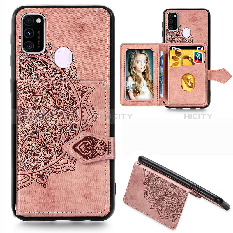 Custodia Silicone Ultra Sottile Morbida Cover con Magnetico S05D per Samsung Galaxy M21 Oro Rosa