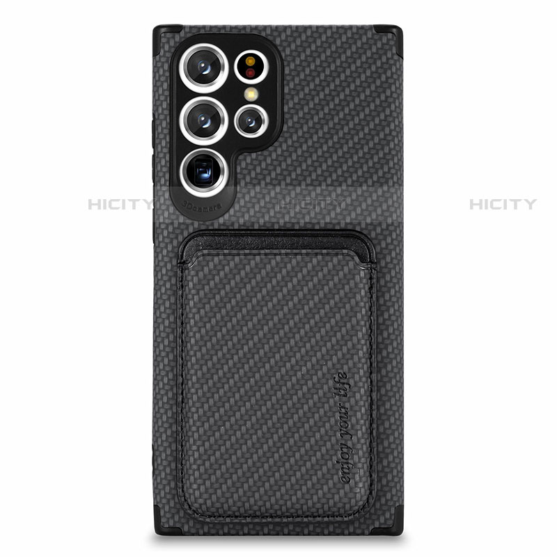 Custodia Silicone Ultra Sottile Morbida Cover con Magnetico S05D per Samsung Galaxy S21 Ultra 5G Nero