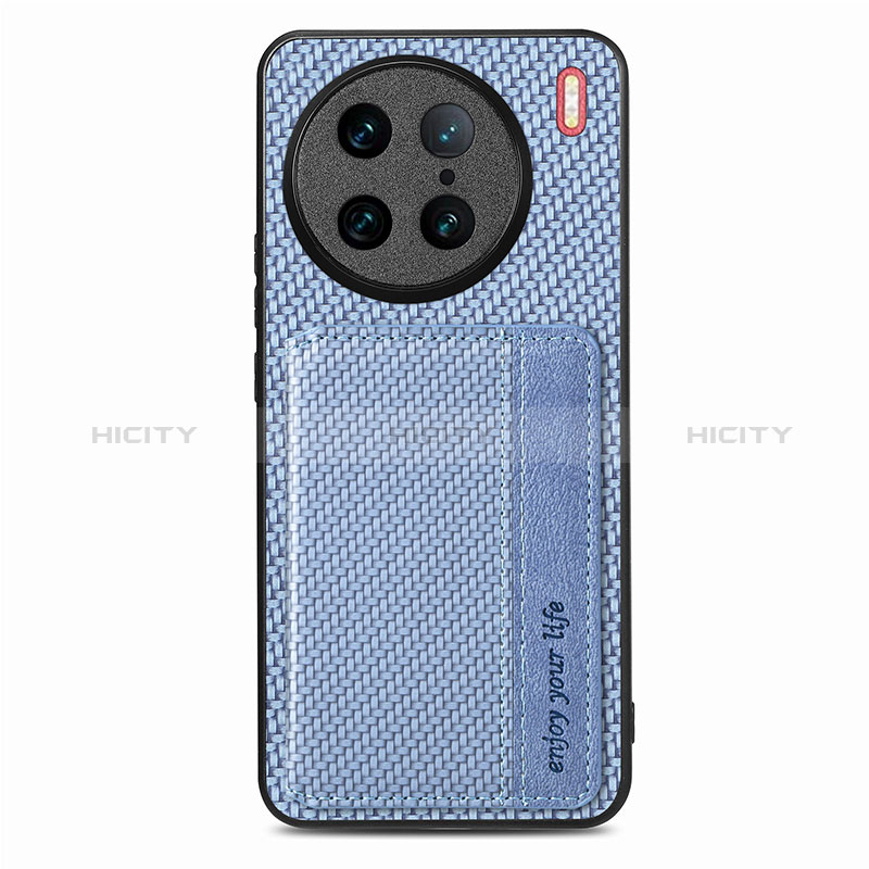 Custodia Silicone Ultra Sottile Morbida Cover con Magnetico S05D per Vivo X90 Pro 5G Blu