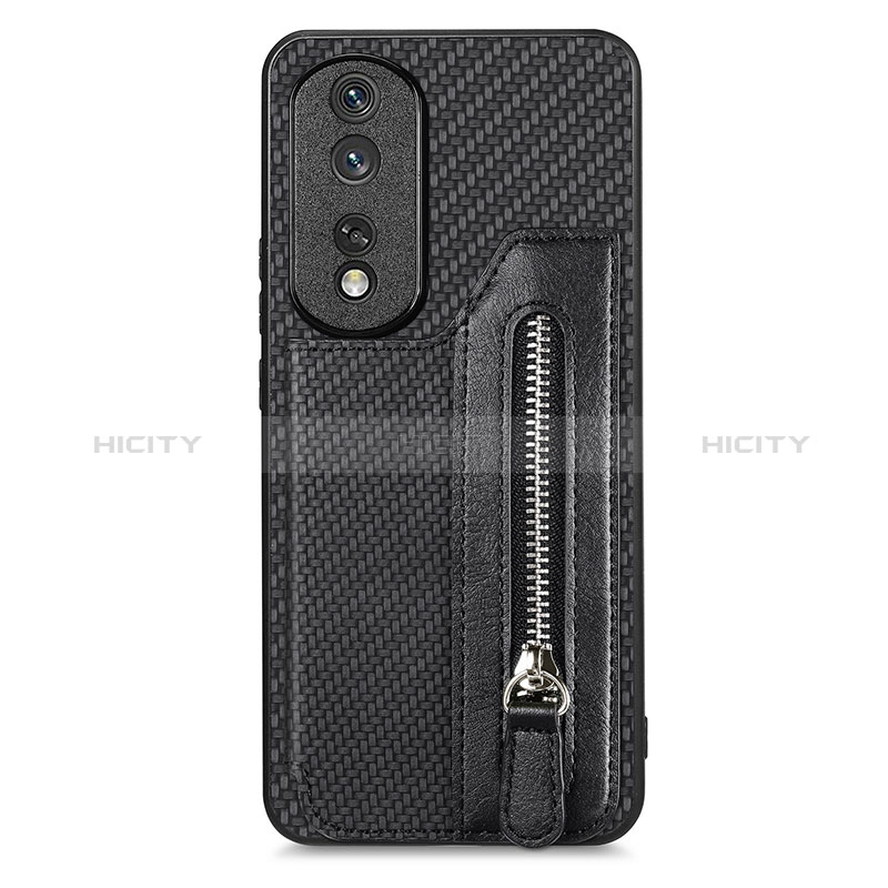 Custodia Silicone Ultra Sottile Morbida Cover con Magnetico S06D per Huawei Honor 80 Pro 5G Nero