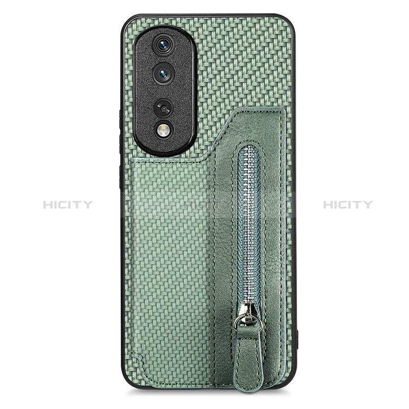 Custodia Silicone Ultra Sottile Morbida Cover con Magnetico S06D per Huawei Honor 80 Pro Flat 5G Verde