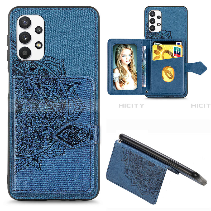 Custodia Silicone Ultra Sottile Morbida Cover con Magnetico S06D per Samsung Galaxy A32 5G Blu