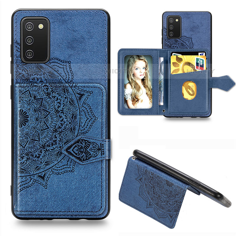 Custodia Silicone Ultra Sottile Morbida Cover con Magnetico S06D per Samsung Galaxy M02s Blu