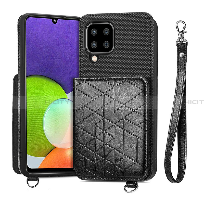 Custodia Silicone Ultra Sottile Morbida Cover con Magnetico S07D per Samsung Galaxy A22 4G Nero