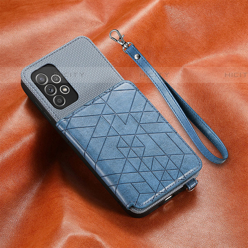 Custodia Silicone Ultra Sottile Morbida Cover con Magnetico S07D per Samsung Galaxy A52 5G Blu