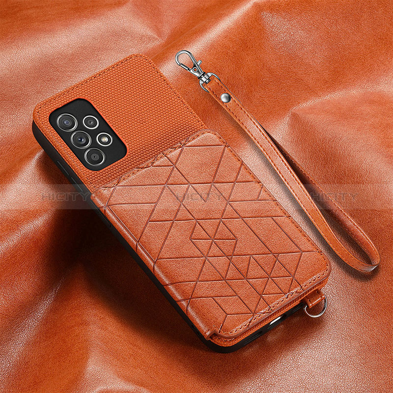 Custodia Silicone Ultra Sottile Morbida Cover con Magnetico S07D per Samsung Galaxy A52s 5G Marrone