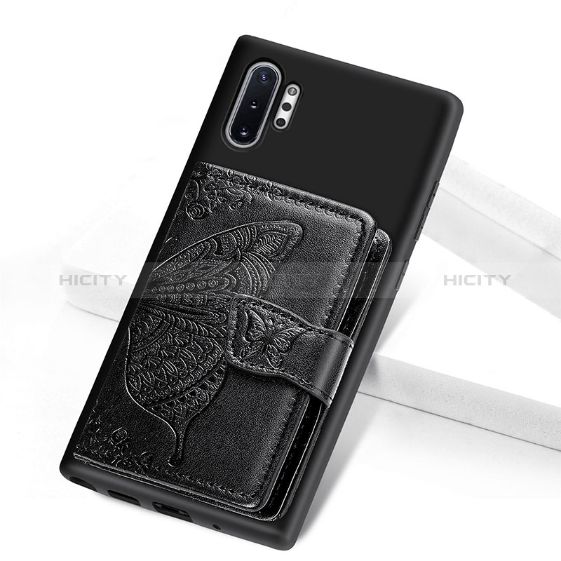 Custodia Silicone Ultra Sottile Morbida Cover con Magnetico S07D per Samsung Galaxy Note 10 Plus 5G Nero