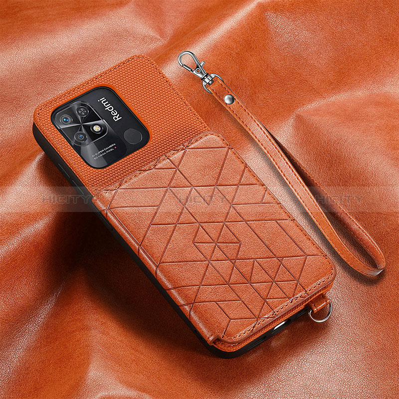 Custodia Silicone Ultra Sottile Morbida Cover con Magnetico S07D per Xiaomi Redmi 10 India Marrone