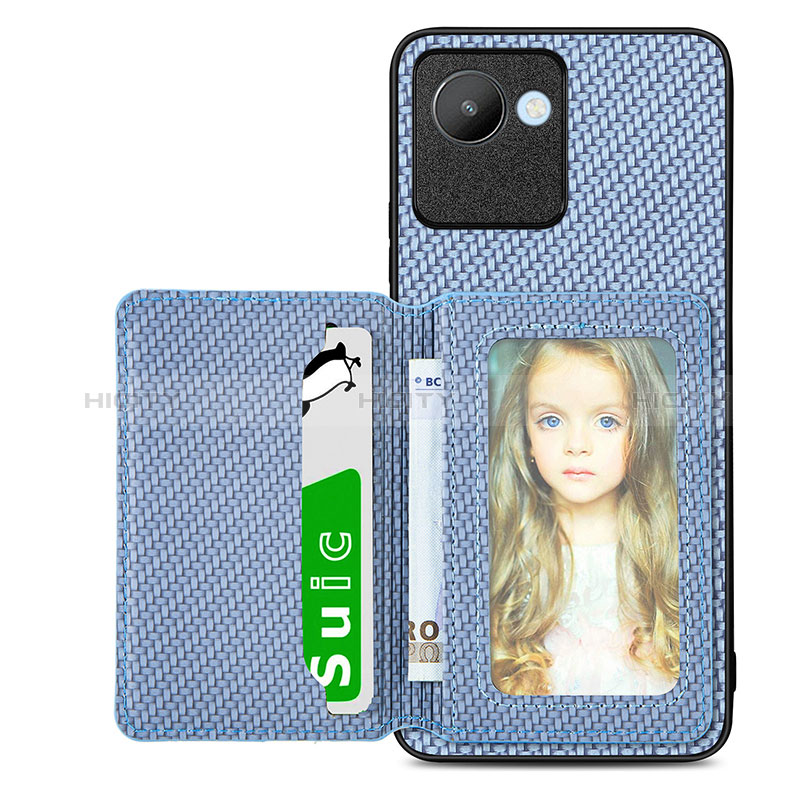 Custodia Silicone Ultra Sottile Morbida Cover con Magnetico S08D per Realme C30 Blu