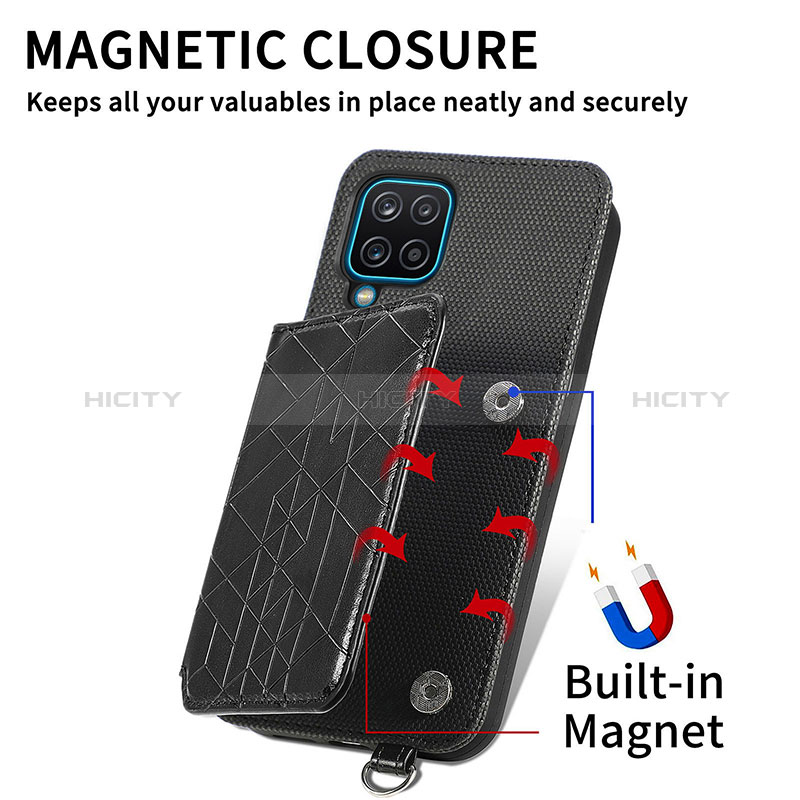 Custodia Silicone Ultra Sottile Morbida Cover con Magnetico S08D per Samsung Galaxy A12