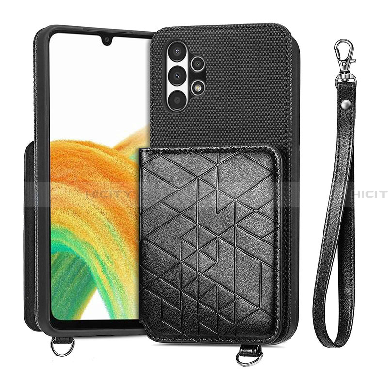 Custodia Silicone Ultra Sottile Morbida Cover con Magnetico S08D per Samsung Galaxy A13 4G Nero