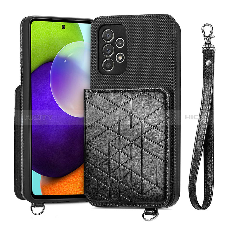 Custodia Silicone Ultra Sottile Morbida Cover con Magnetico S08D per Samsung Galaxy A52s 5G Nero