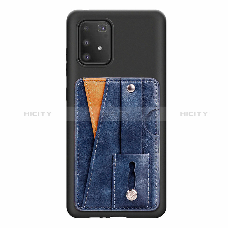 Custodia Silicone Ultra Sottile Morbida Cover con Magnetico S08D per Samsung Galaxy A91 Blu